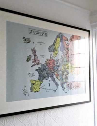 Europe map illustration framed