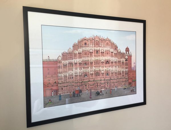 Hawa Mahal Jaipur illustration framed 2