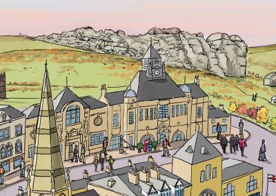 Ilkley landscape illustration - theatre