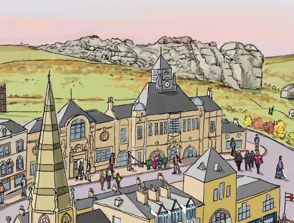 Ilkley landscape illustration - theatre