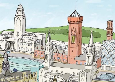 Leeds landscape illustration - Civic Hall