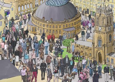 Leeds landscape illustration - Corn Exchange