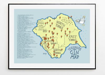 Yorkshire gin map framed