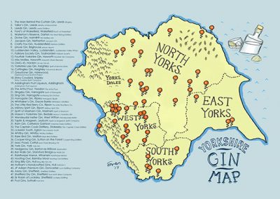 Yorkshire gin map illustration