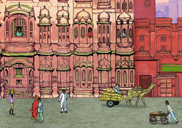 Hawa Mahal Jaipur illustration detail 2