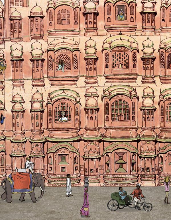 Hawa Mahal Jaipur illustration detail 3