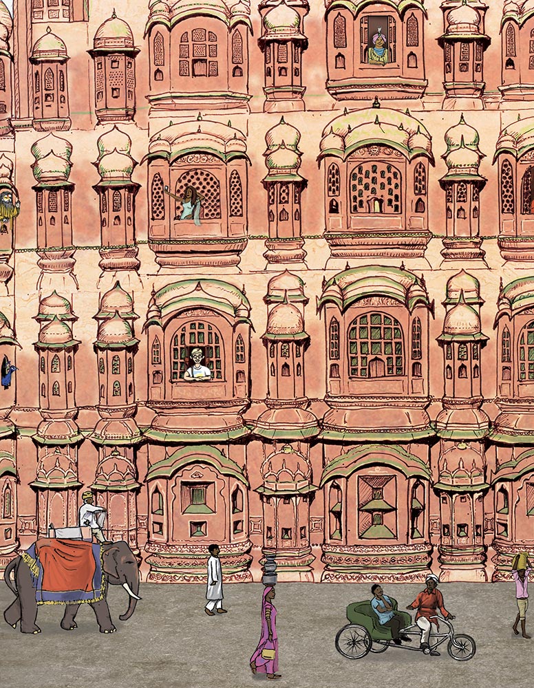 Hawa Mahal drawing / How to draw easy Hawa Mahal , Jaipur , India / Hawa  Mahal drawing step by step - YouTube