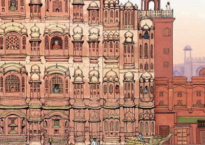 Hawa Mahal Jaipur illustration detail 4