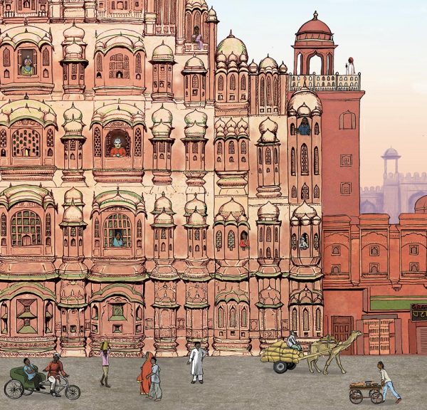 Hawa Mahal Jaipur illustration detail 4