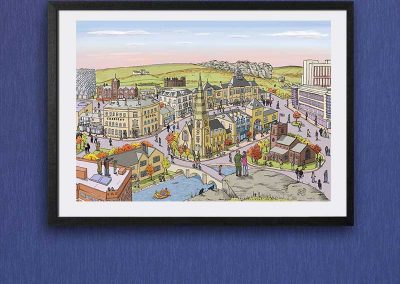 Ilkley landscape illustration framed