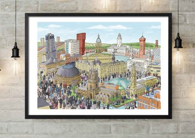 Leeds landscape illustration - framed