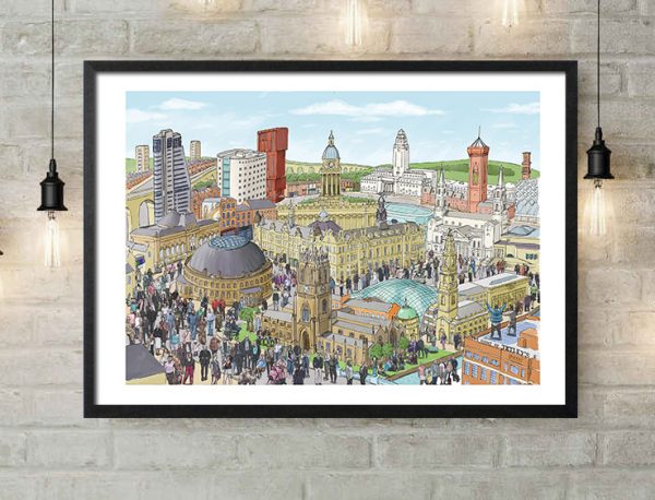 Leeds landscape illustration - framed