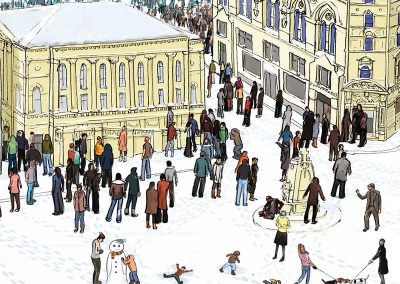 Bradford in winter illustration - St Georges Hall 2