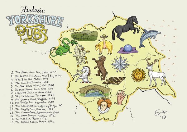Yorkshire pub map illustration