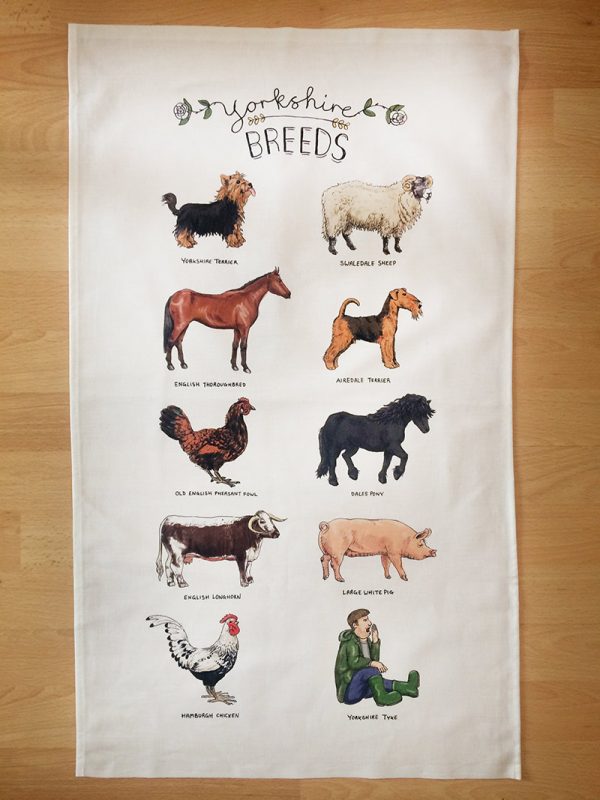 Yorkshire breeds tea towel