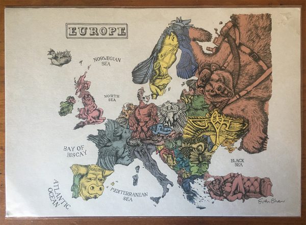 Illustrated Europe map beige