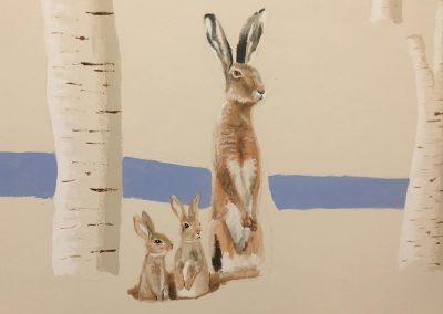 Nursery woodland mural - hare