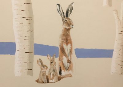 Nursery woodland mural - hare