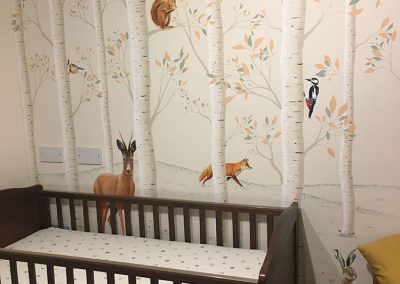 Nursery woodland mural - cot