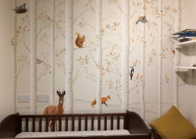 Nursery woodland mural - cot 2