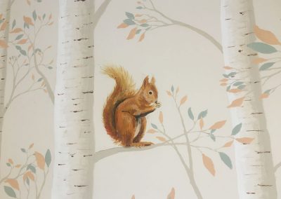 Nursery woodland mural - squirrel