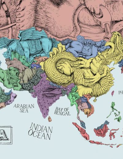 Illustrated map of Asia