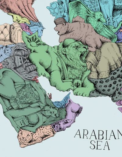 Illustrated map of Middle East