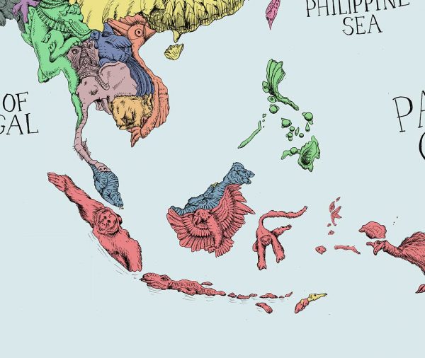 Illustrated map of South East Asia